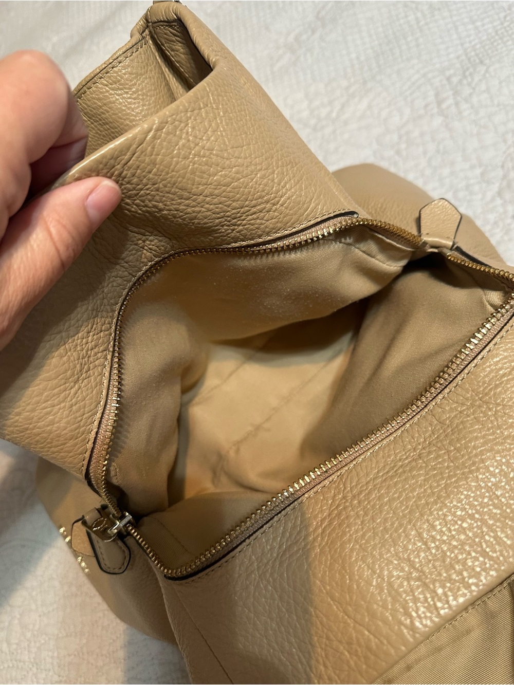Coach Madison Pebble Leather Phoebe Shoulder Bag in Taupe - Picture 5 of 13